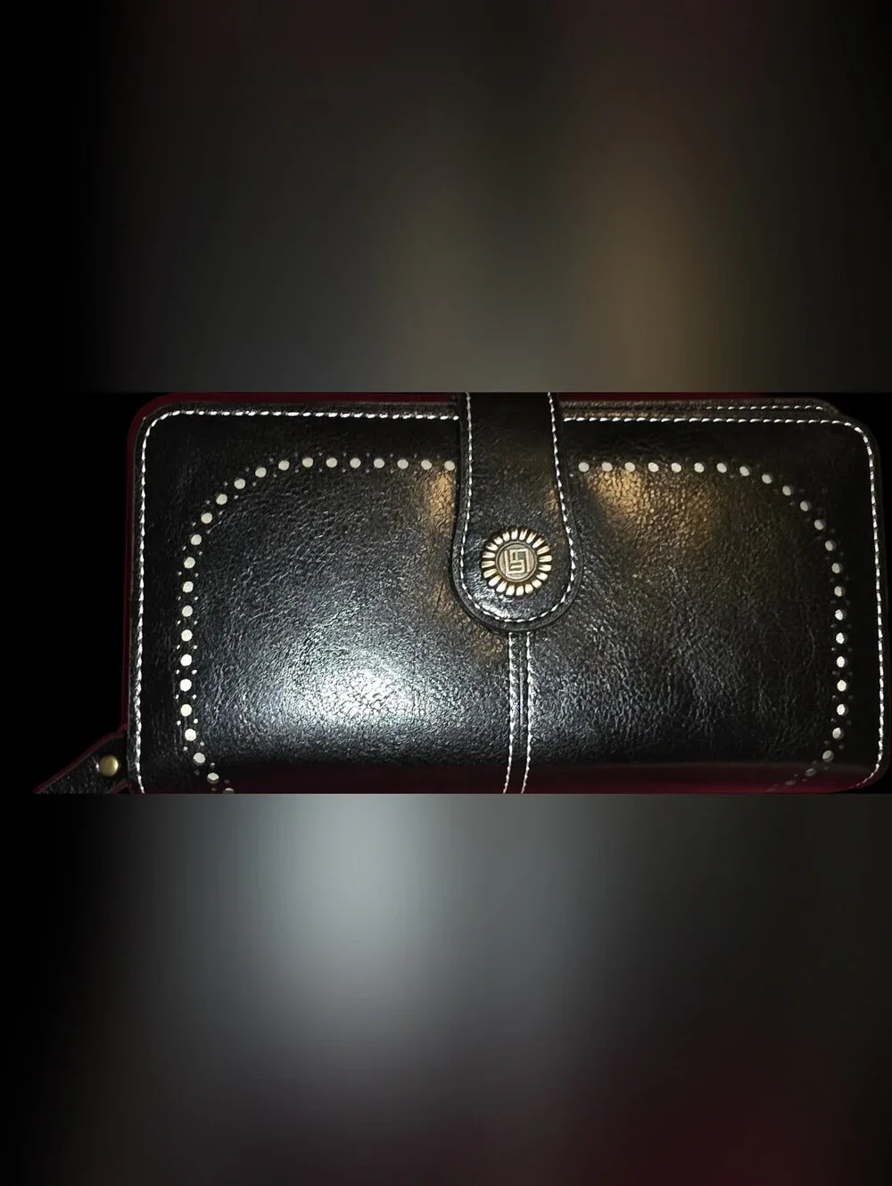 Black Wallet with Contrast Stitching